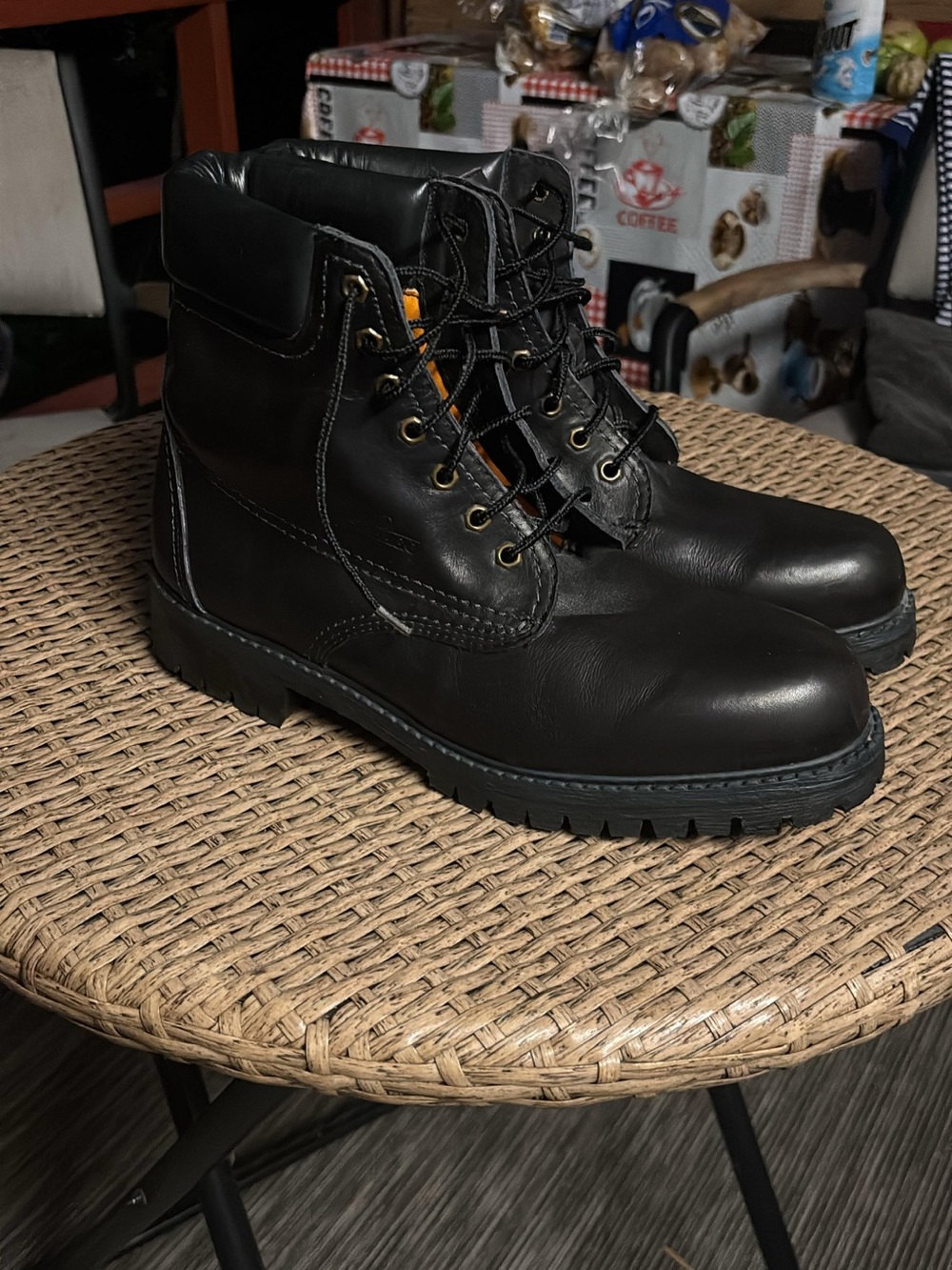 Sebago Black Leather Lace-Up Work Boots
